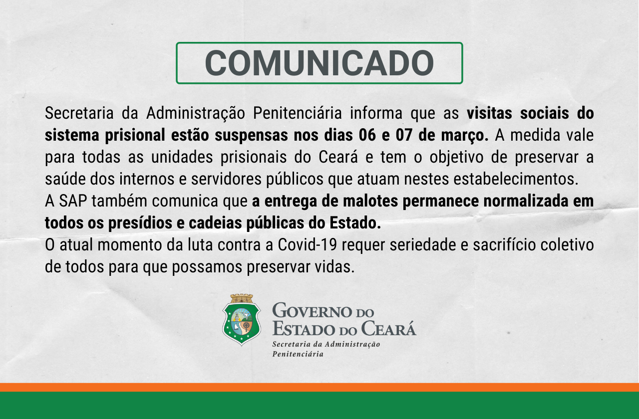 Visitas Suspensas - Secretaria da Administração Penitenciária e  Ressocialização